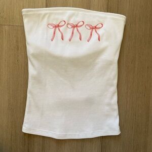 Pink Bow White Tube Top